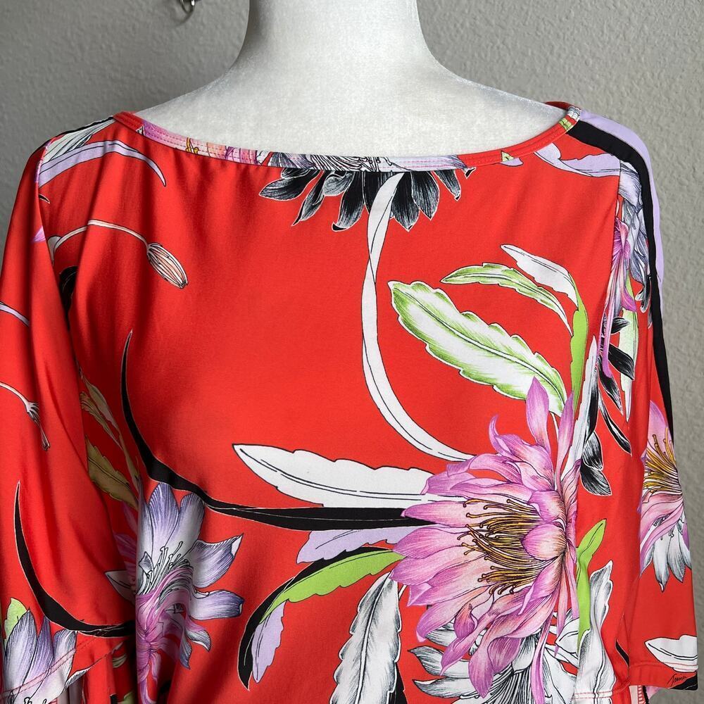 Trina Turk Shangri La Red Floral Tunic Swim Cover Up Women's M Stretch Mini - Picture 2 of 8